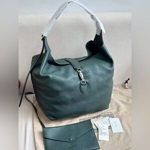 New GUCCI Calfskin Medium Jackie 1961 Crossbody Bag Green